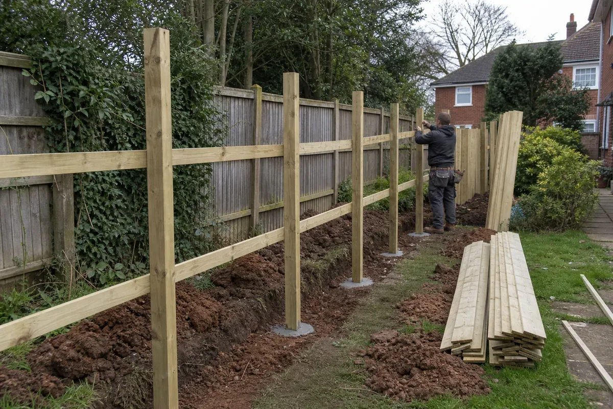 Fence installation work at a West Bromwich property
